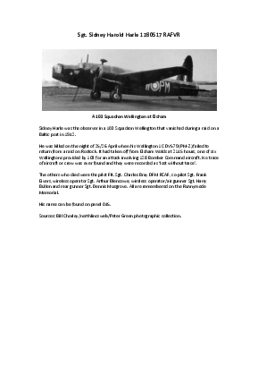 A preview of a PDF biography for Harle, Sidney Harold